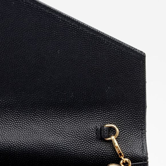 Saint Laurent Matelasse Grain de Poudre Monogram Envelope Chain Wallet - Picture 12 of 14